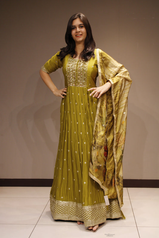 Tissue Anarkali with Handcrafted Zardozi Embroidery