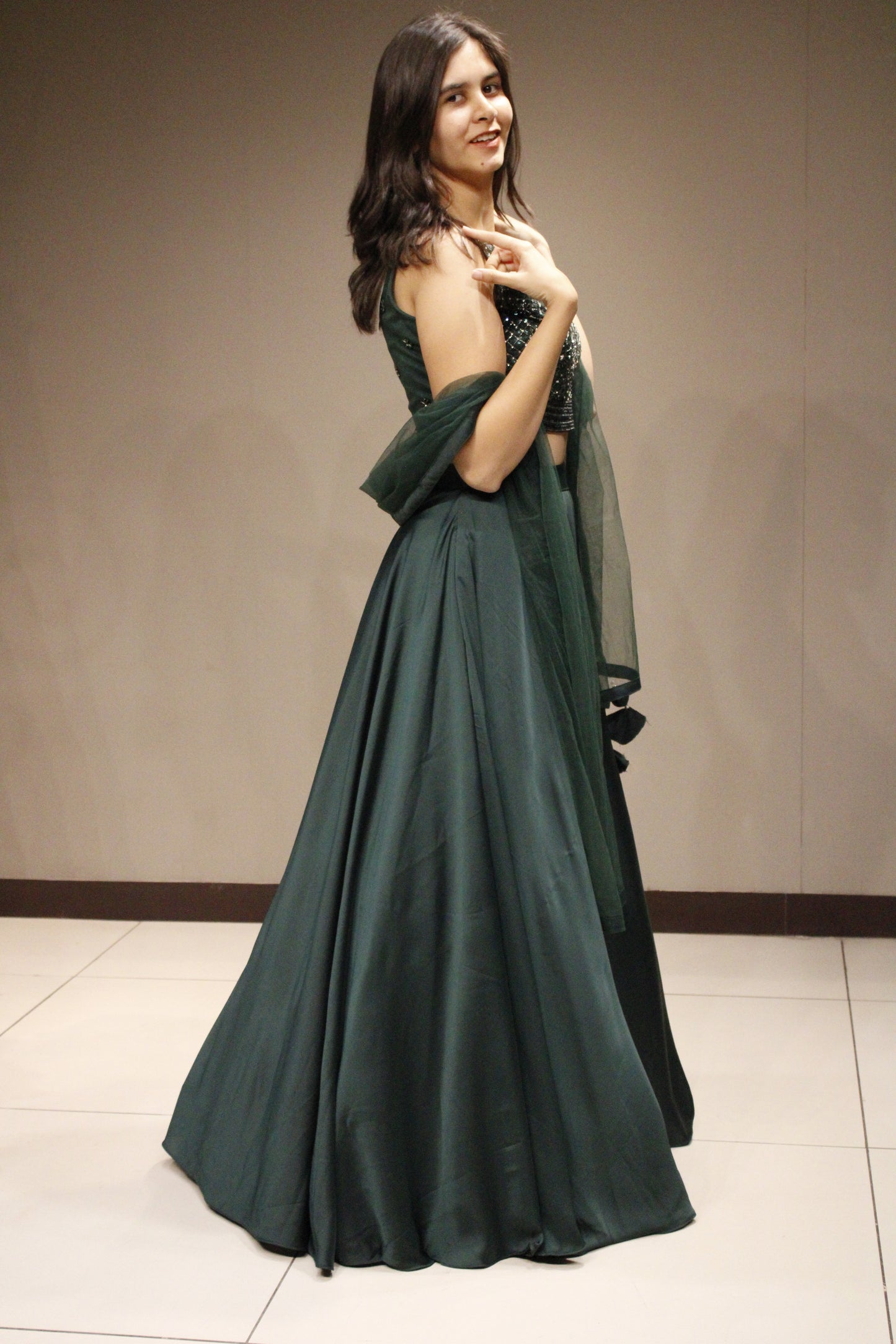 Stylish Crepe Crop Top with Intricate Cutdana Embellishments