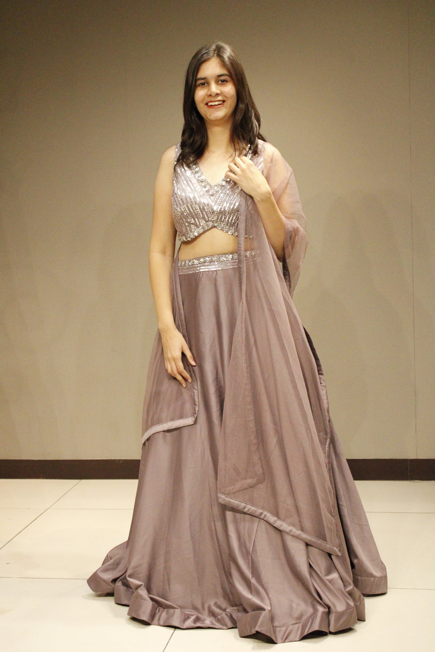 Trendy Crepe Crop Top with Sparkling Sequin Embellishments