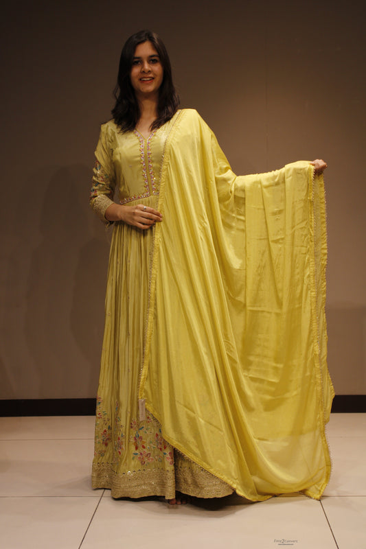 Tissue Weaving Anarkali with Intricate Resham & Zari Embroidery