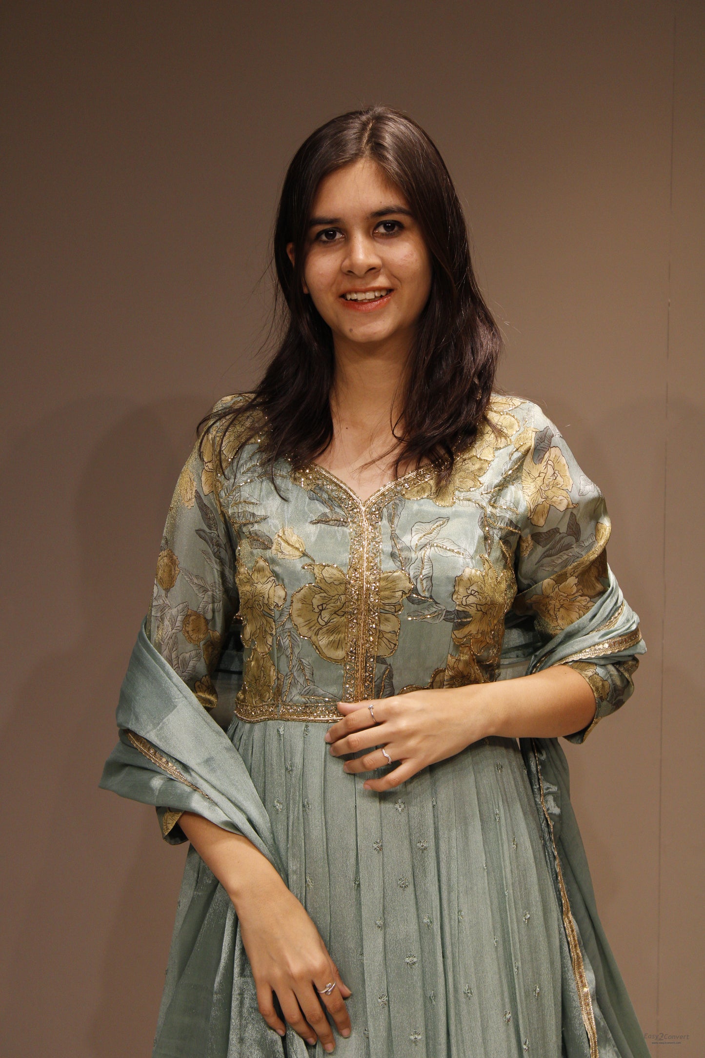 Chinon Anarkali with Handcrafted Cutdana Detailing