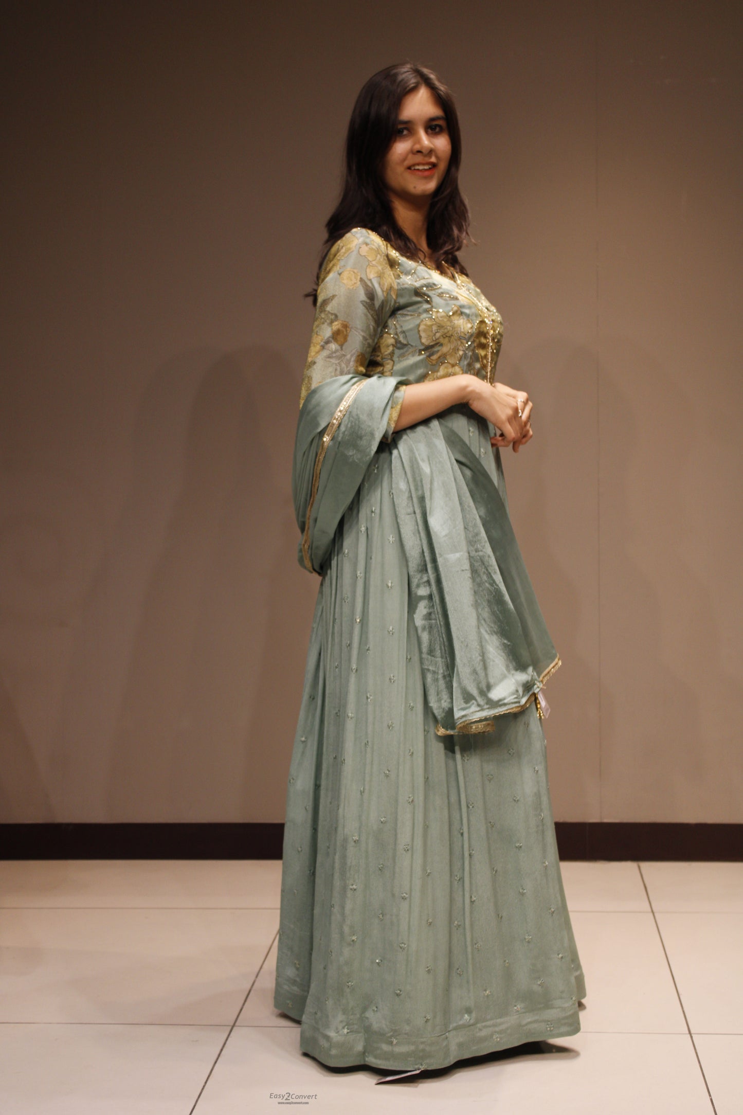 Chinon Anarkali with Handcrafted Cutdana Detailing