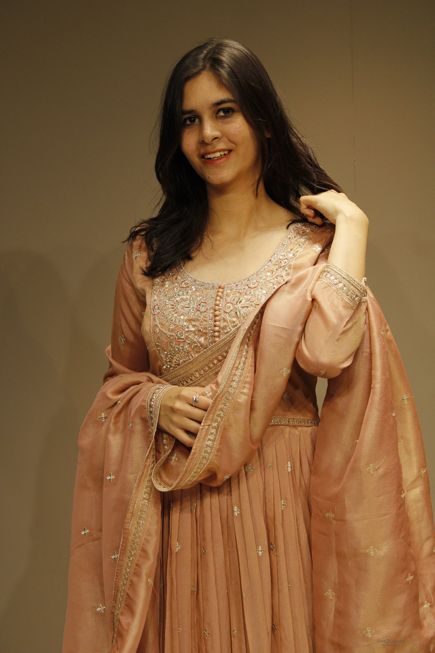 Tissue Anarkali with Intricate Zari Embroidery