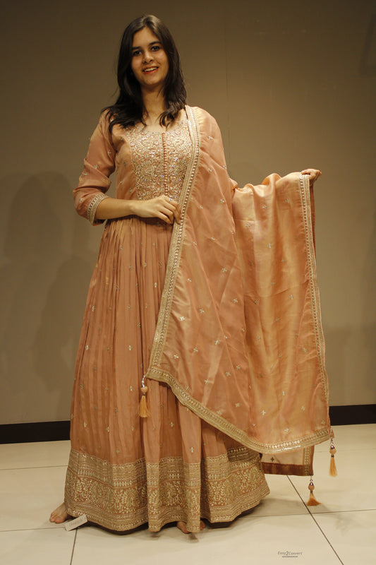 Tissue Anarkali with Intricate Zari Embroidery