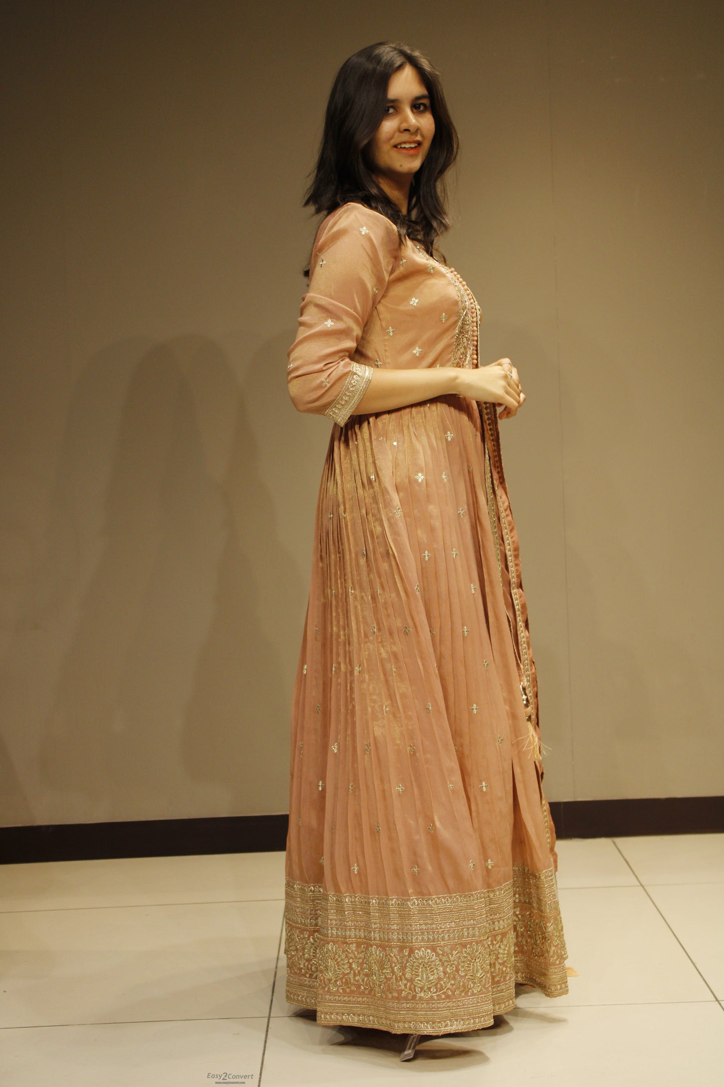 Tissue Anarkali with Intricate Zari Embroidery