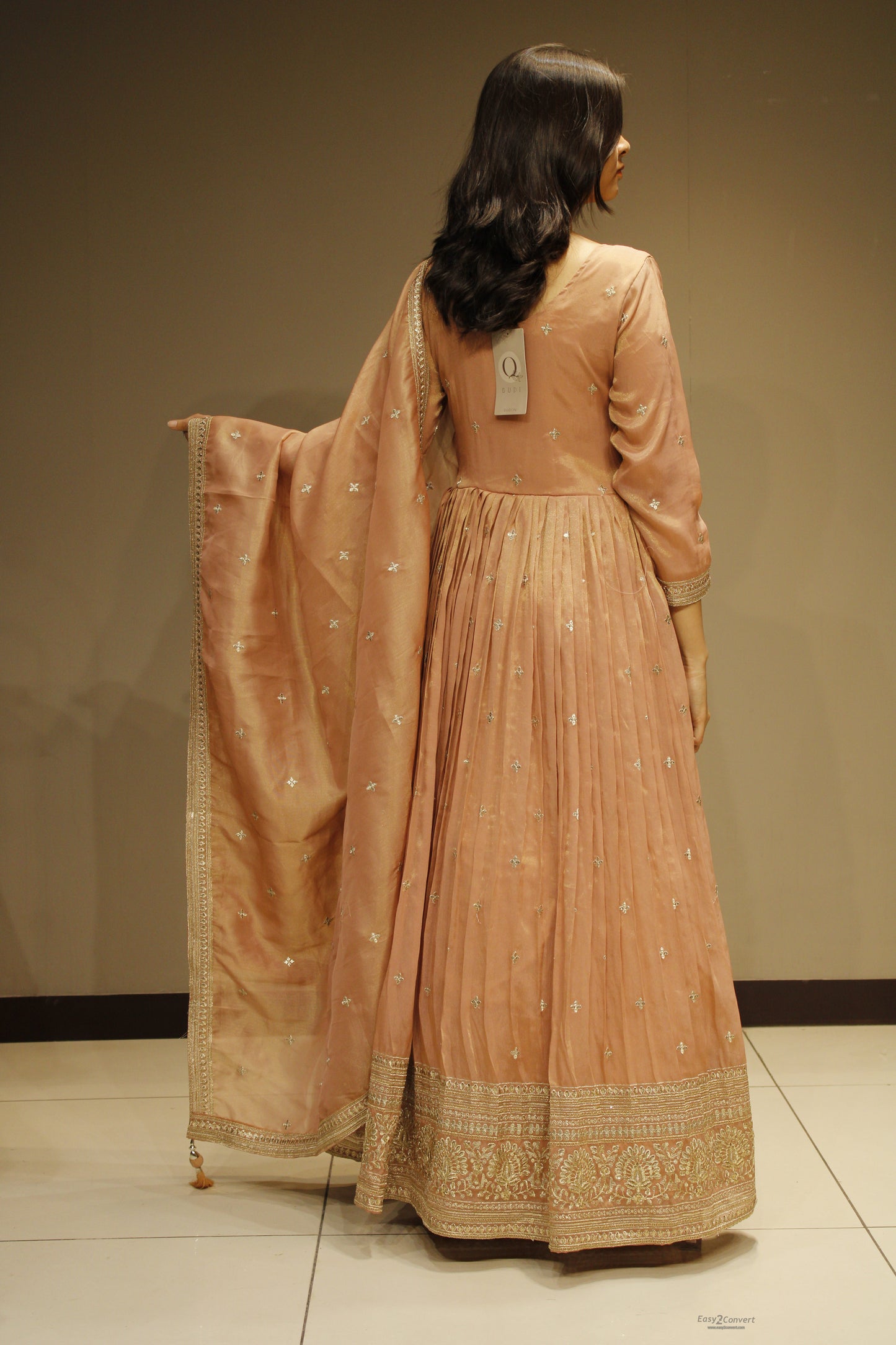 Tissue Anarkali with Intricate Zari Embroidery