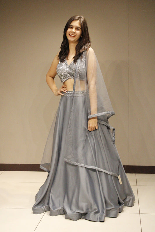 Trendy Crepe Crop Top with Sparkling Sequin Embellishments