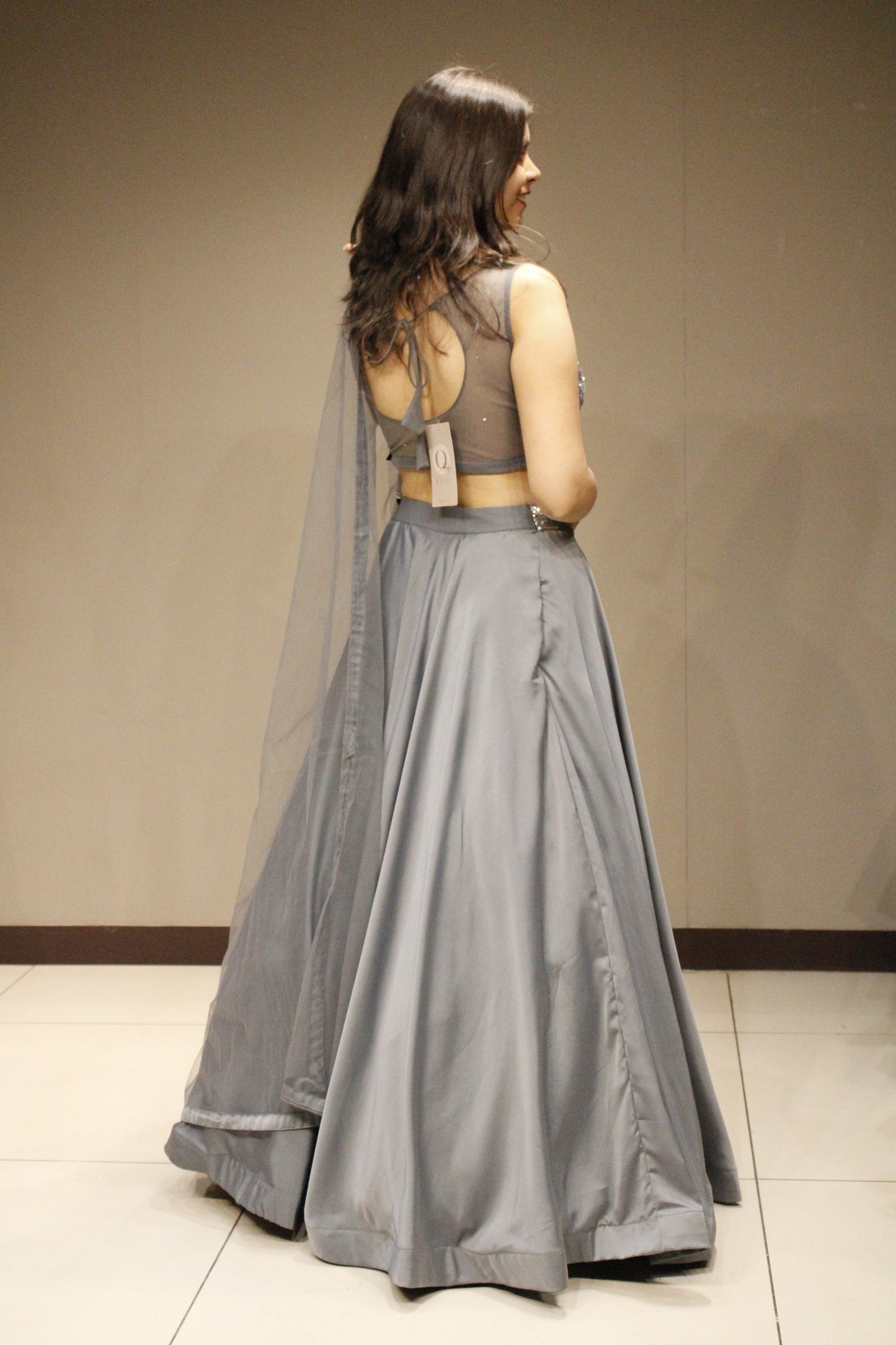 Trendy Crepe Crop Top with Sparkling Sequin Embellishments