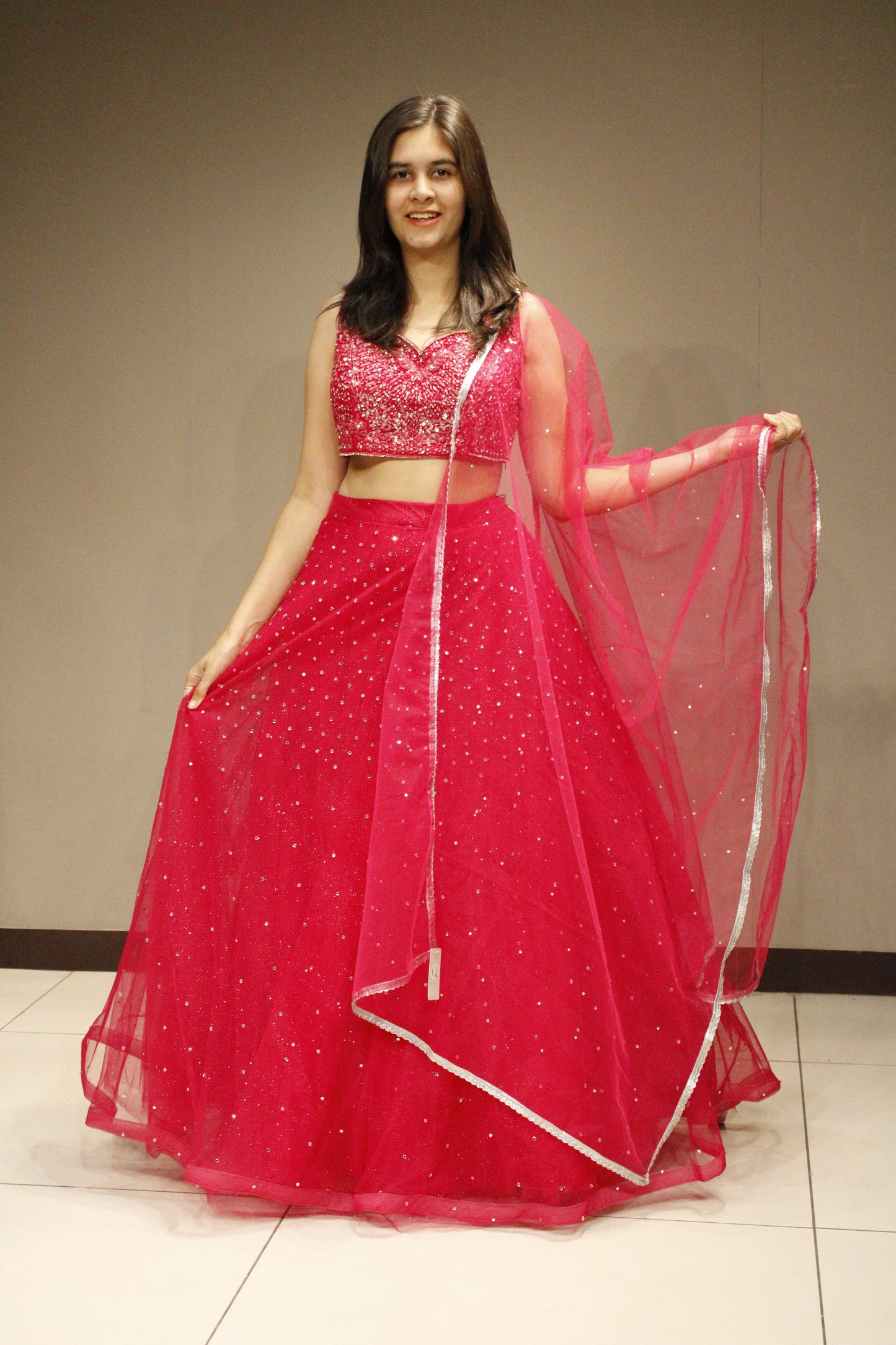 Dazzling Net Crop Top with Intricate Sequin Embellishments