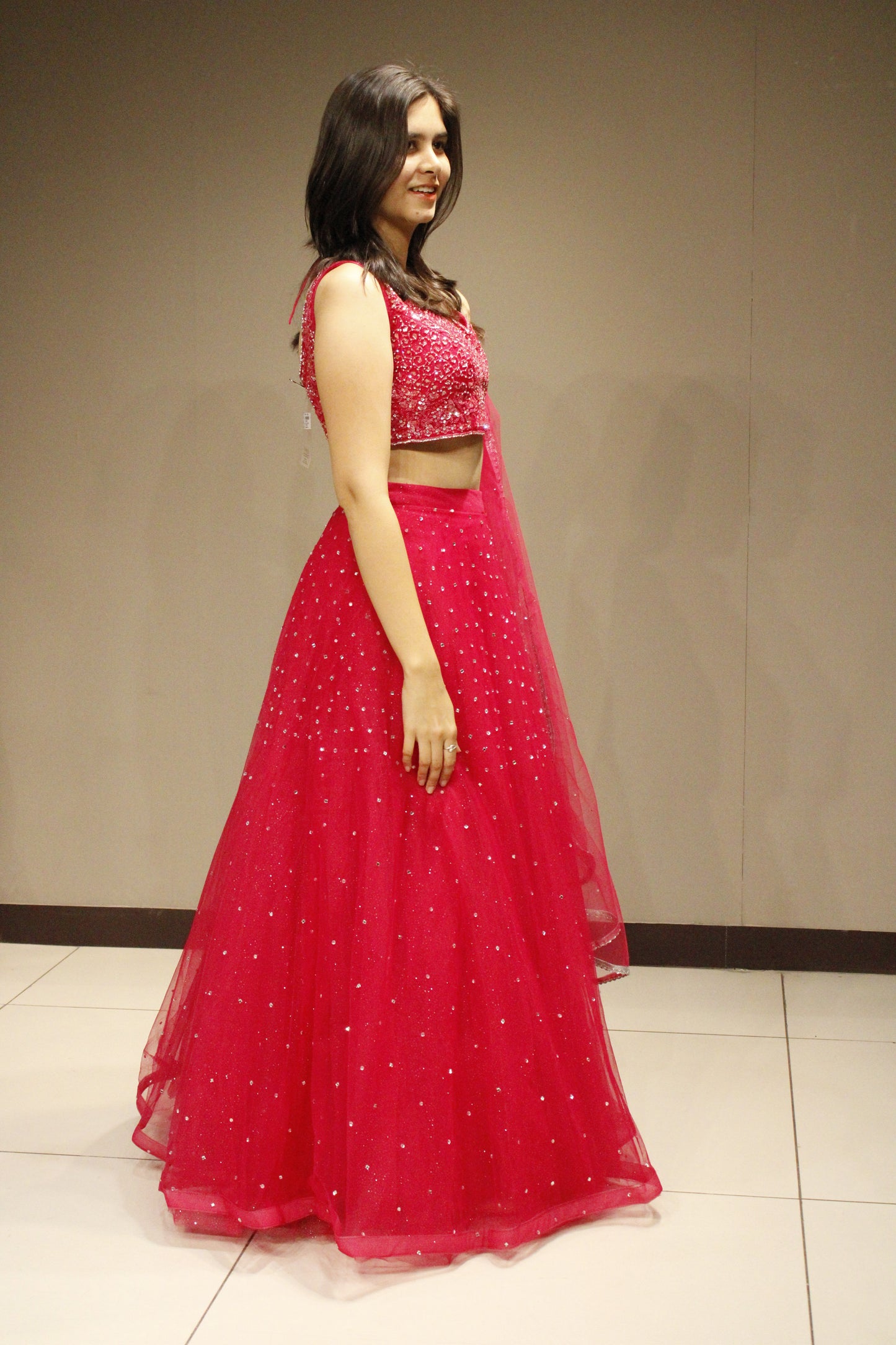 Dazzling Net Crop Top with Intricate Sequin Embellishments