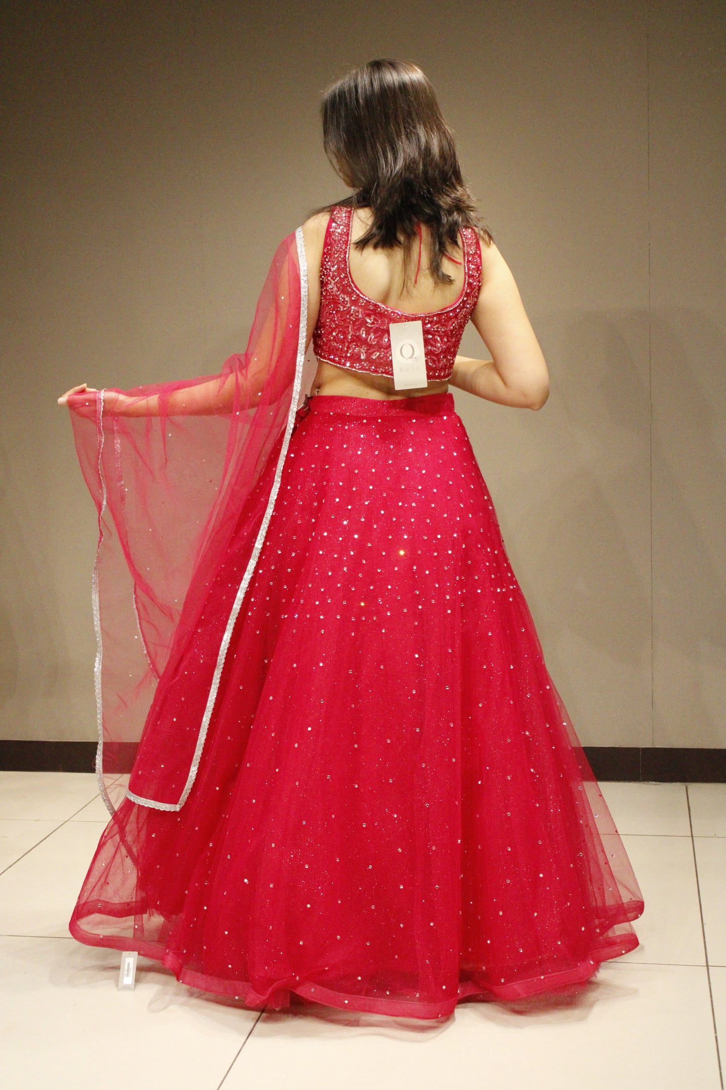 Dazzling Net Crop Top with Intricate Sequin Embellishments