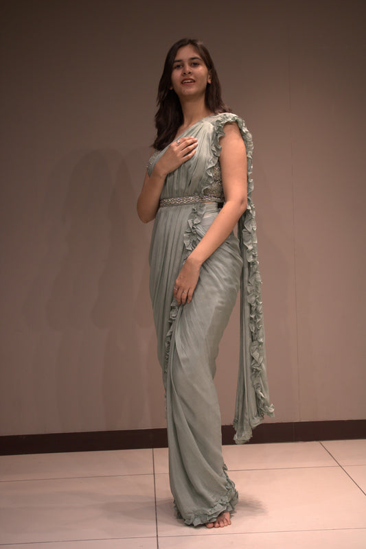 Chinon Drape-On with Intricate Sequence Embroidery