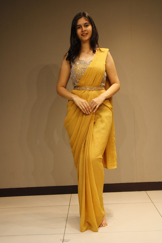 Flowy Georgette Drape-On with Shimmering Sequin Work