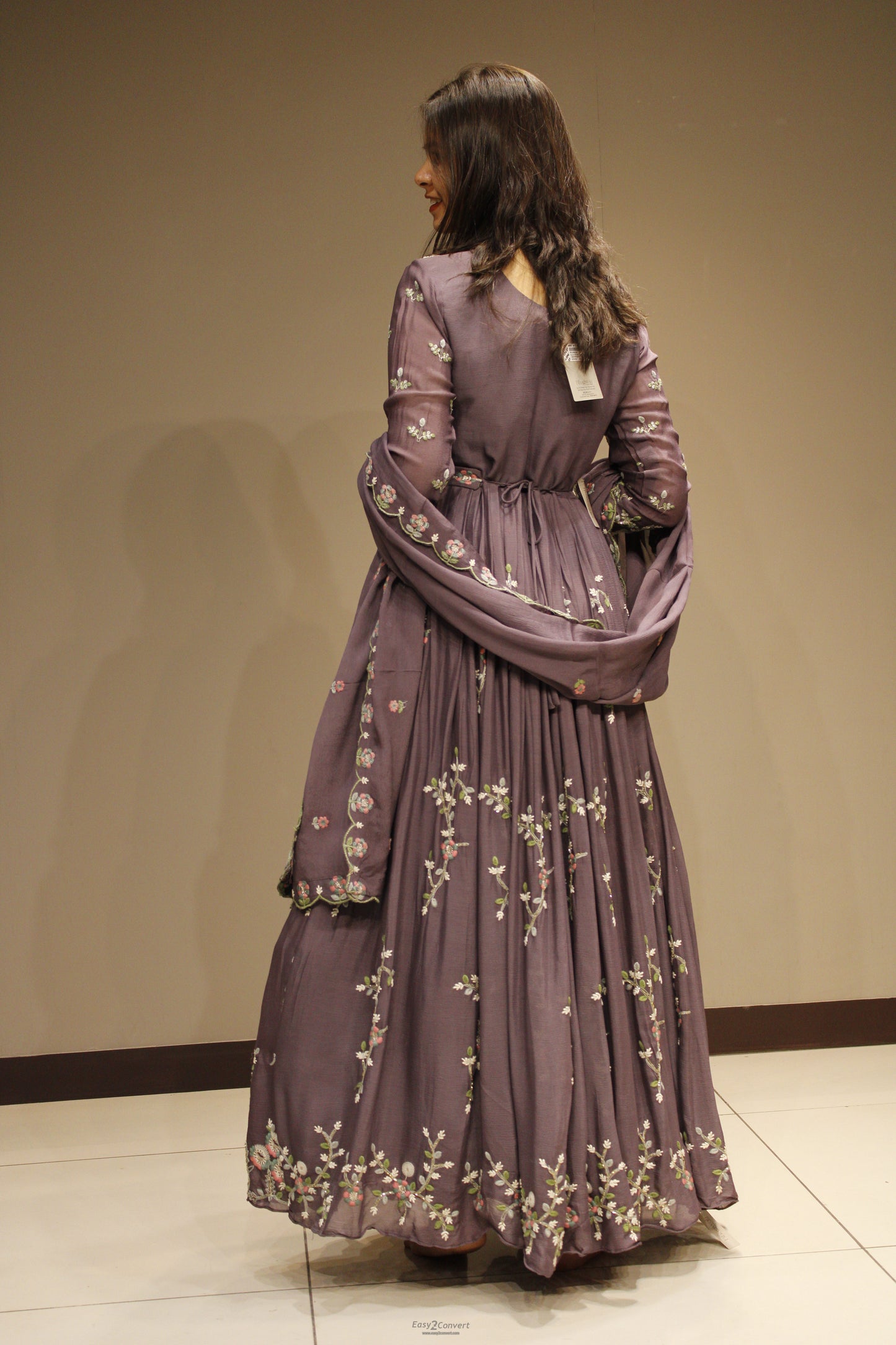 Chinon Floor-Length Dress with Elegant Resham Embroidery