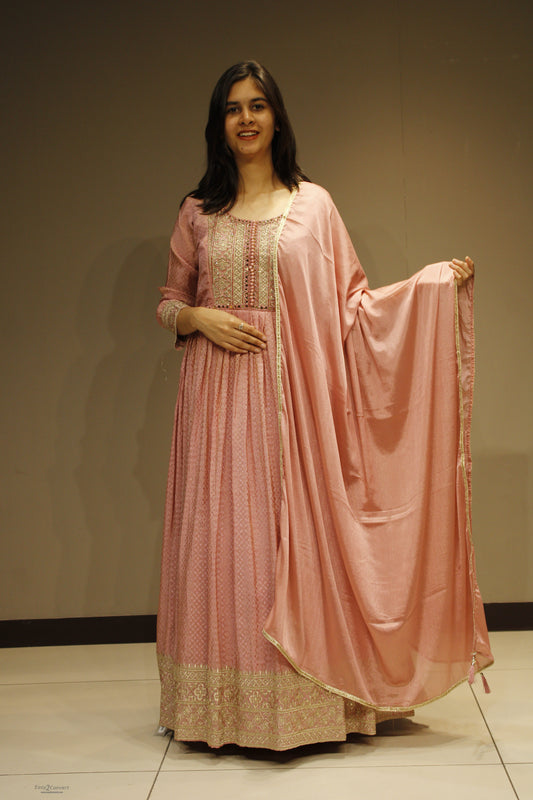 Tissue Anarkali with Exquisite Zari Embroidery