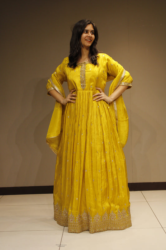 Tissue Anarkali with Intricate Cutdana Embroidery
