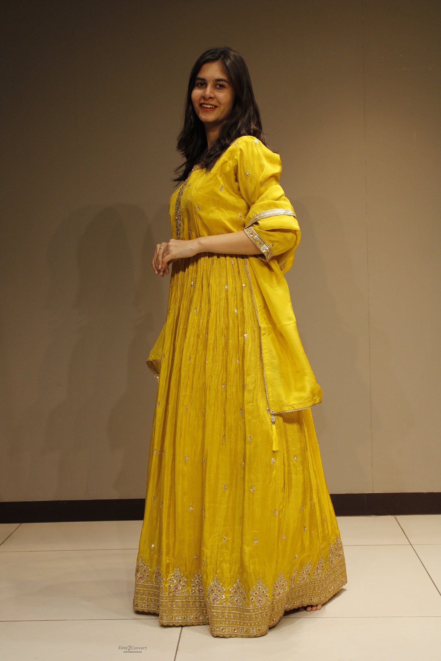Tissue Anarkali with Intricate Cutdana Embroidery