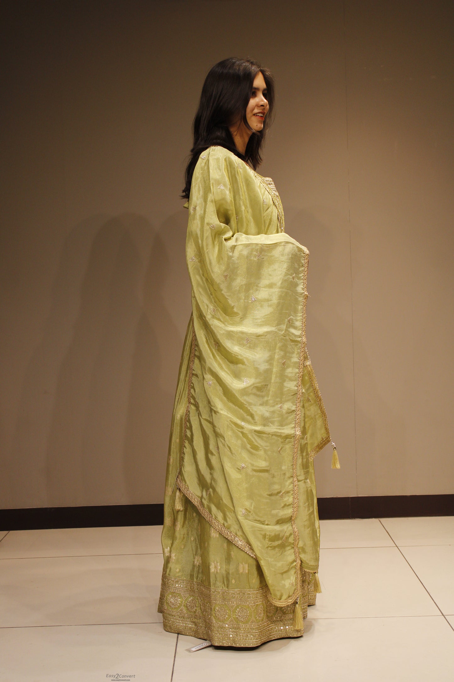 Tissue Weaving Anarkali with Intricate Cutdana Embroidery