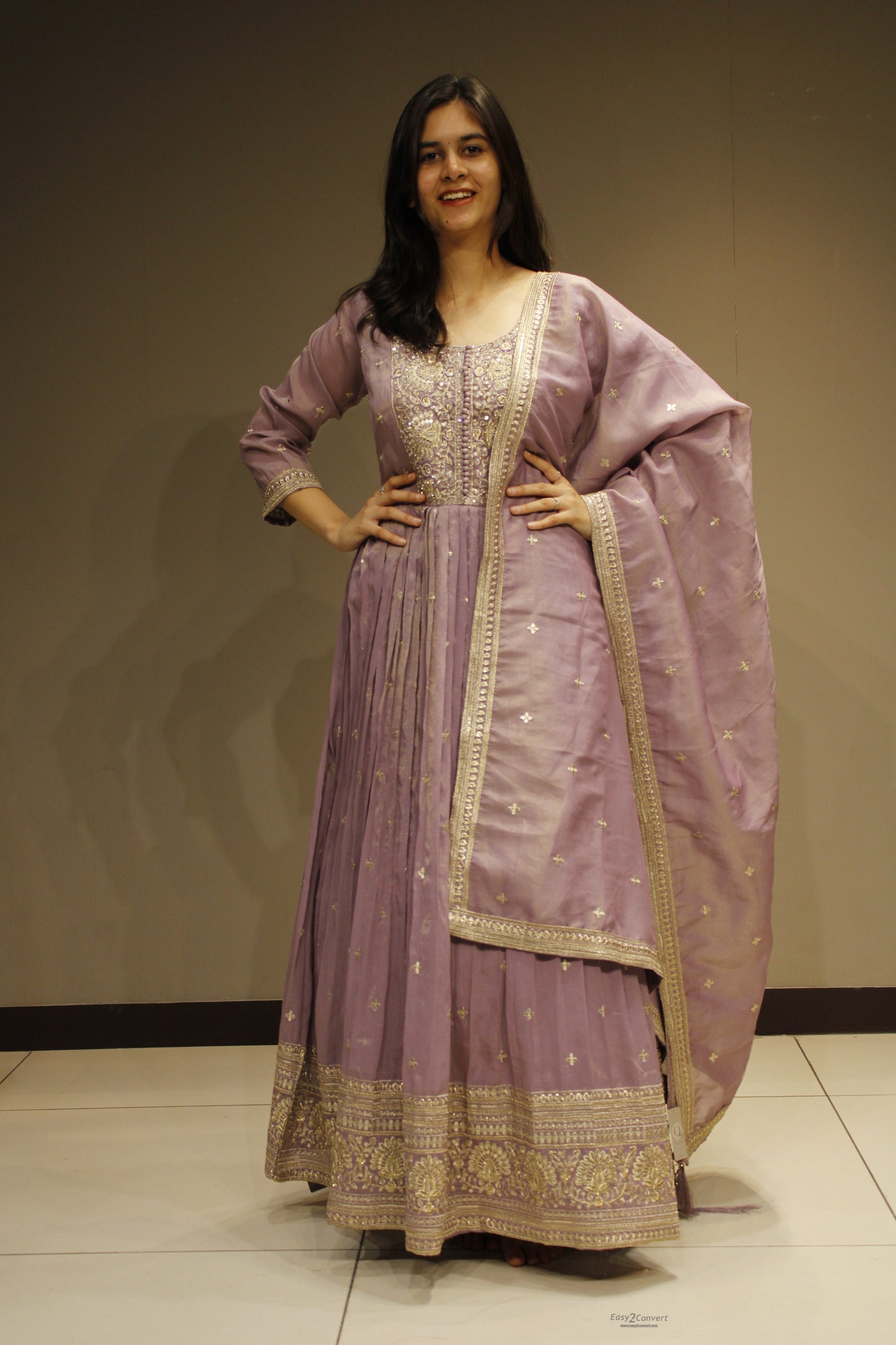 Tissue Anarkali with Intricate Zari Embroidery