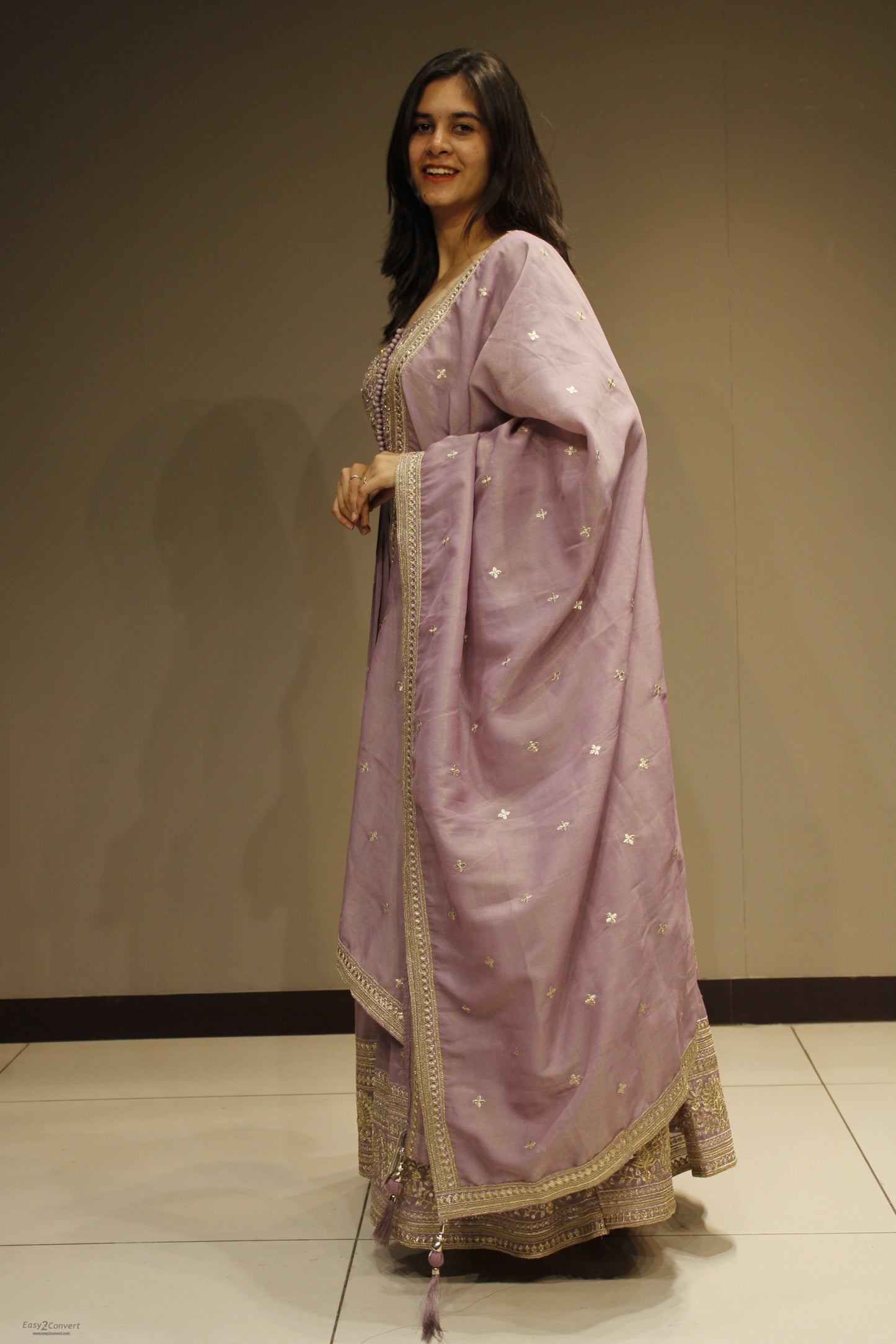 Tissue Anarkali with Intricate Zari Embroidery