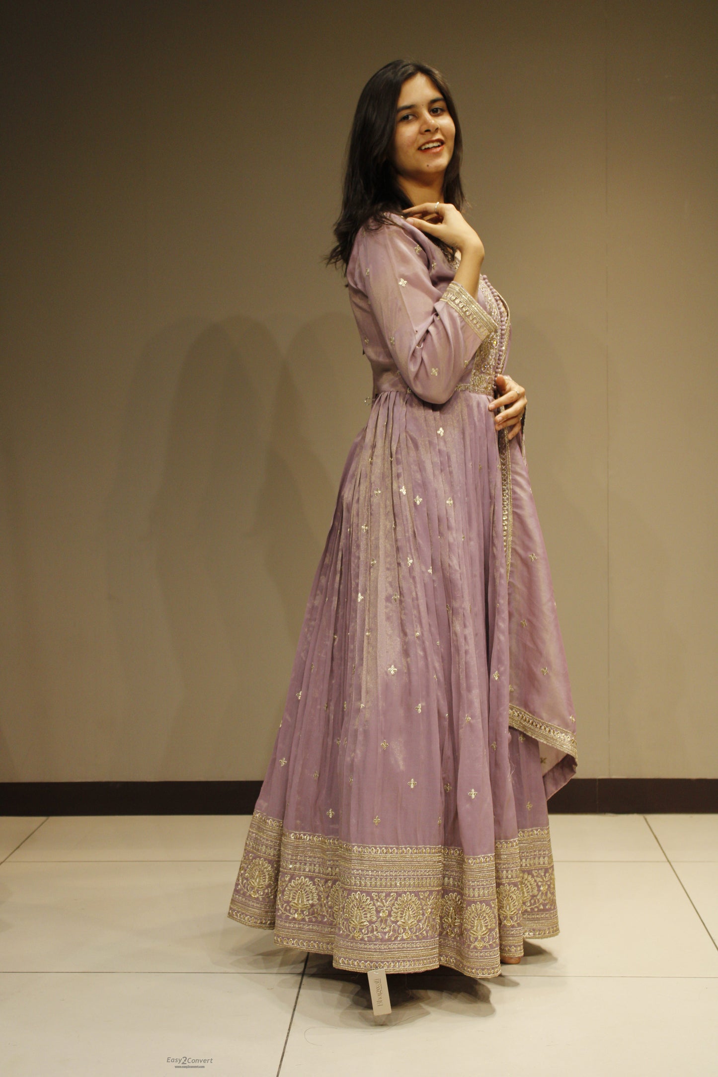 Tissue Anarkali with Intricate Zari Embroidery