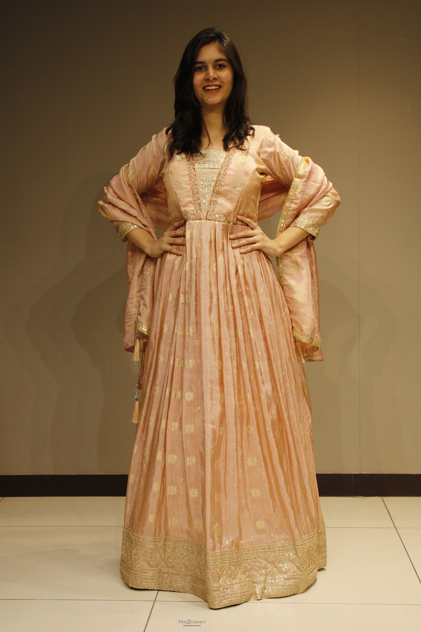 Tissue Weaving Anarkali with Intricate Cutdana Embroidery