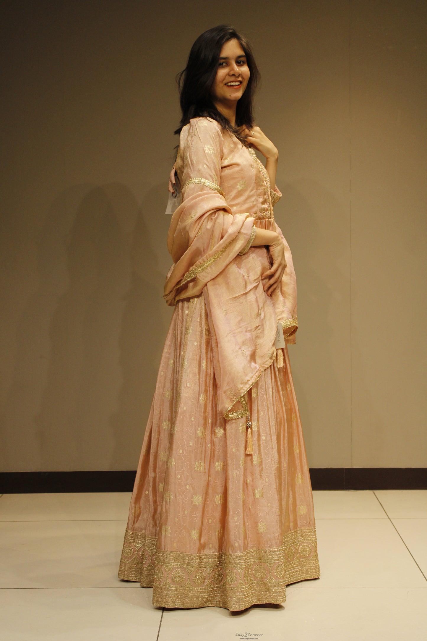 Tissue Weaving Anarkali with Intricate Cutdana Embroidery