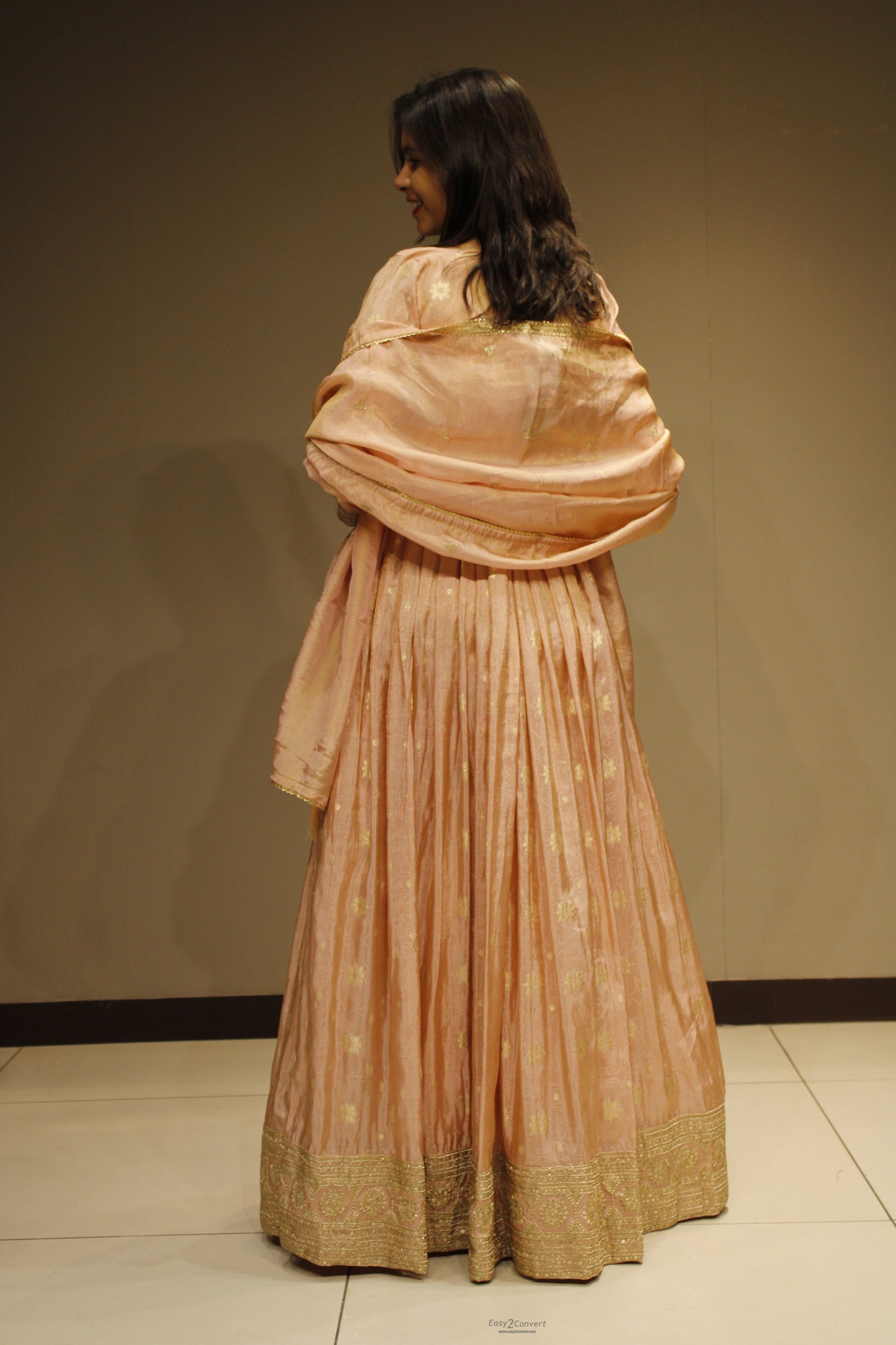 Tissue Weaving Anarkali with Intricate Cutdana Embroidery