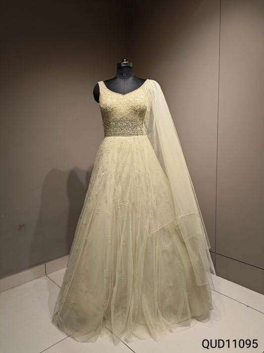Graceful Net Gown with Intricate Cutdana Embellishments